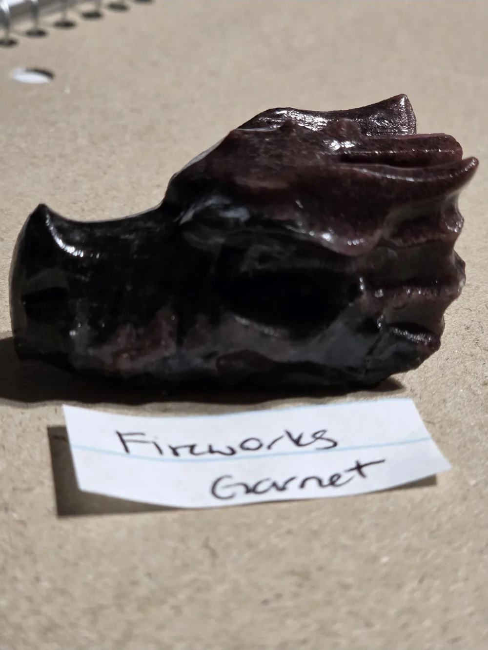 Detailed Fireworks Garnet Crystal Carved Dragon Head Stone Sculpture Decor